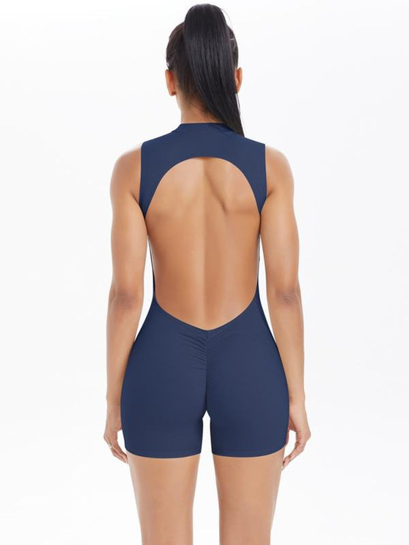 Women Sleeveless Jumpsuit High Elasticity Backless Sexy Short Sports Jumpsuit Pilates Fitness Tight Yoga Jumpsuit