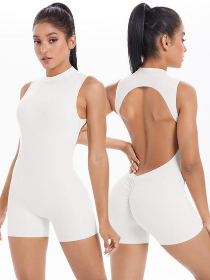 Women Sleeveless Jumpsuit High Elasticity Backless Sexy Short Sports Jumpsuit Pilates Fitness Tight Yoga Jumpsuit