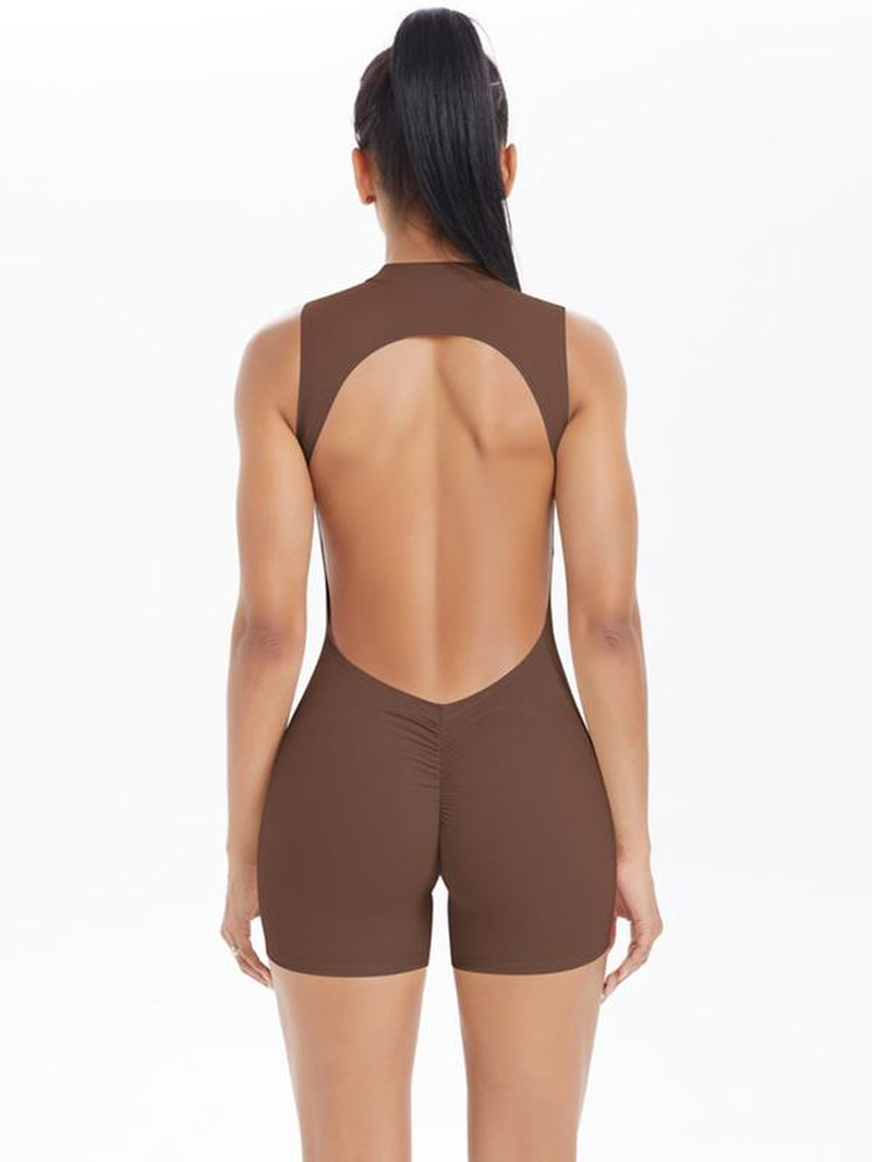 Women Sleeveless Jumpsuit High Elasticity Backless Sexy Short Sports Jumpsuit Pilates Fitness Tight Yoga Jumpsuit