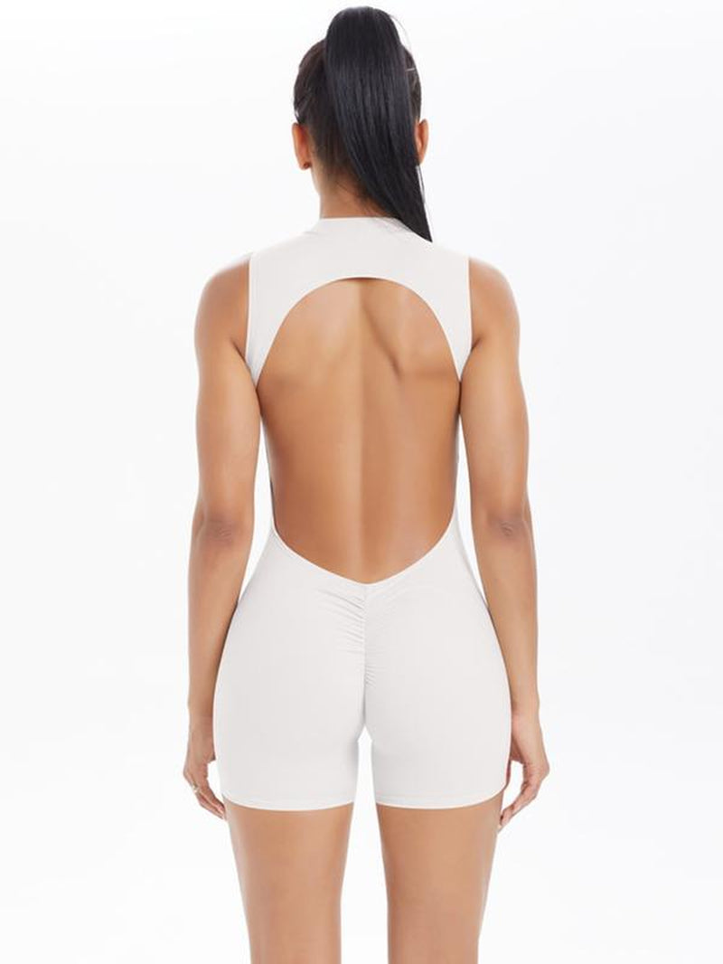 Women Sleeveless Jumpsuit High Elasticity Backless Sexy Short Sports Jumpsuit Pilates Fitness Tight Yoga Jumpsuit