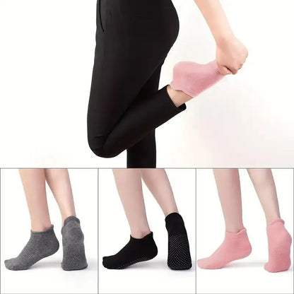 4 pairs Grip Pilates Socks for Women Non-slip Yoga Athletic Socks for Barre Ballet Barefoot Workout