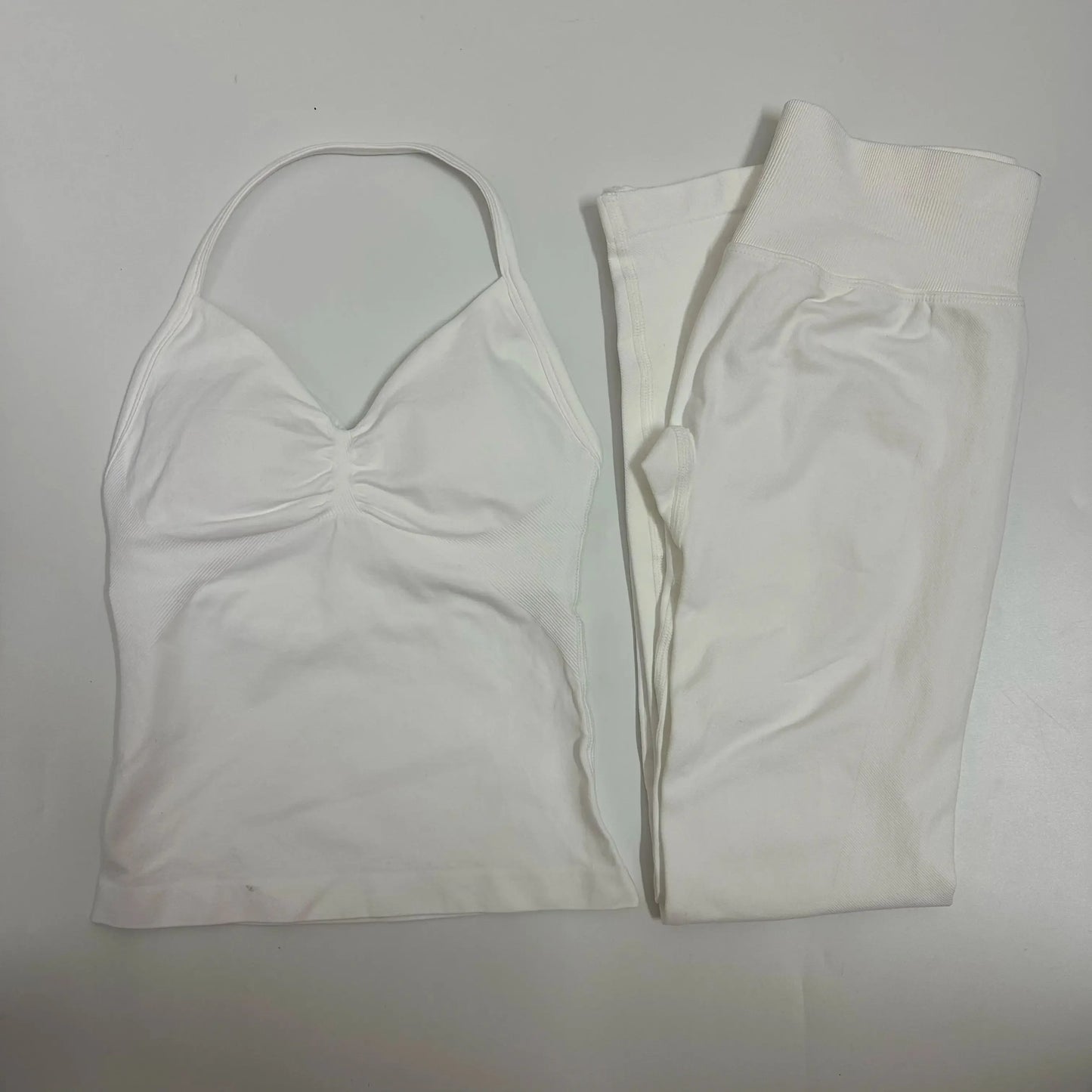 2-Piece Yoga Set Ladies Gym Training Leggings and Neck Tank Yoga Fitness Seamless Set Pilates Clothes Workout Sportswear