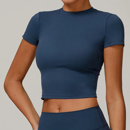 Pilates Sport Shirts Training Fitness Yoga Short Sleeve Women Gym Top Outdoors Workout Breathable Yoga T-Shirt Push Up Crop Top