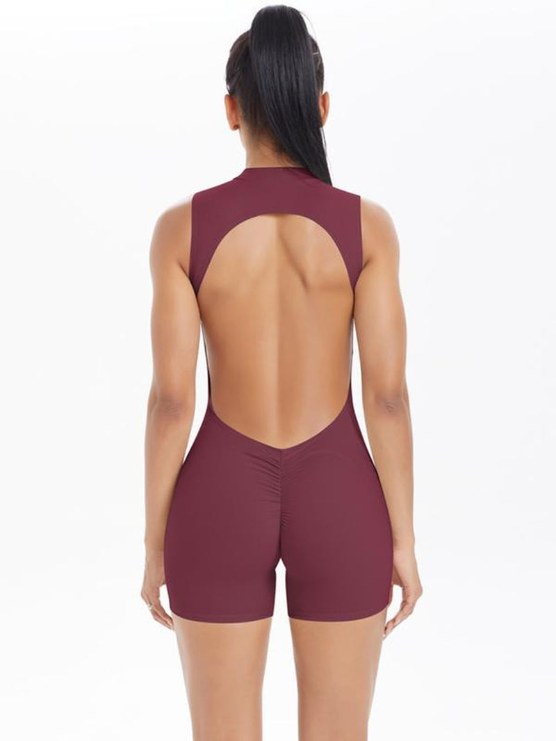 Women Sleeveless Jumpsuit High Elasticity Backless Sexy Short Sports Jumpsuit Pilates Fitness Tight Yoga Jumpsuit