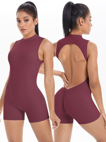 Women Sleeveless Jumpsuit High Elasticity Backless Sexy Short Sports Jumpsuit Pilates Fitness Tight Yoga Jumpsuit